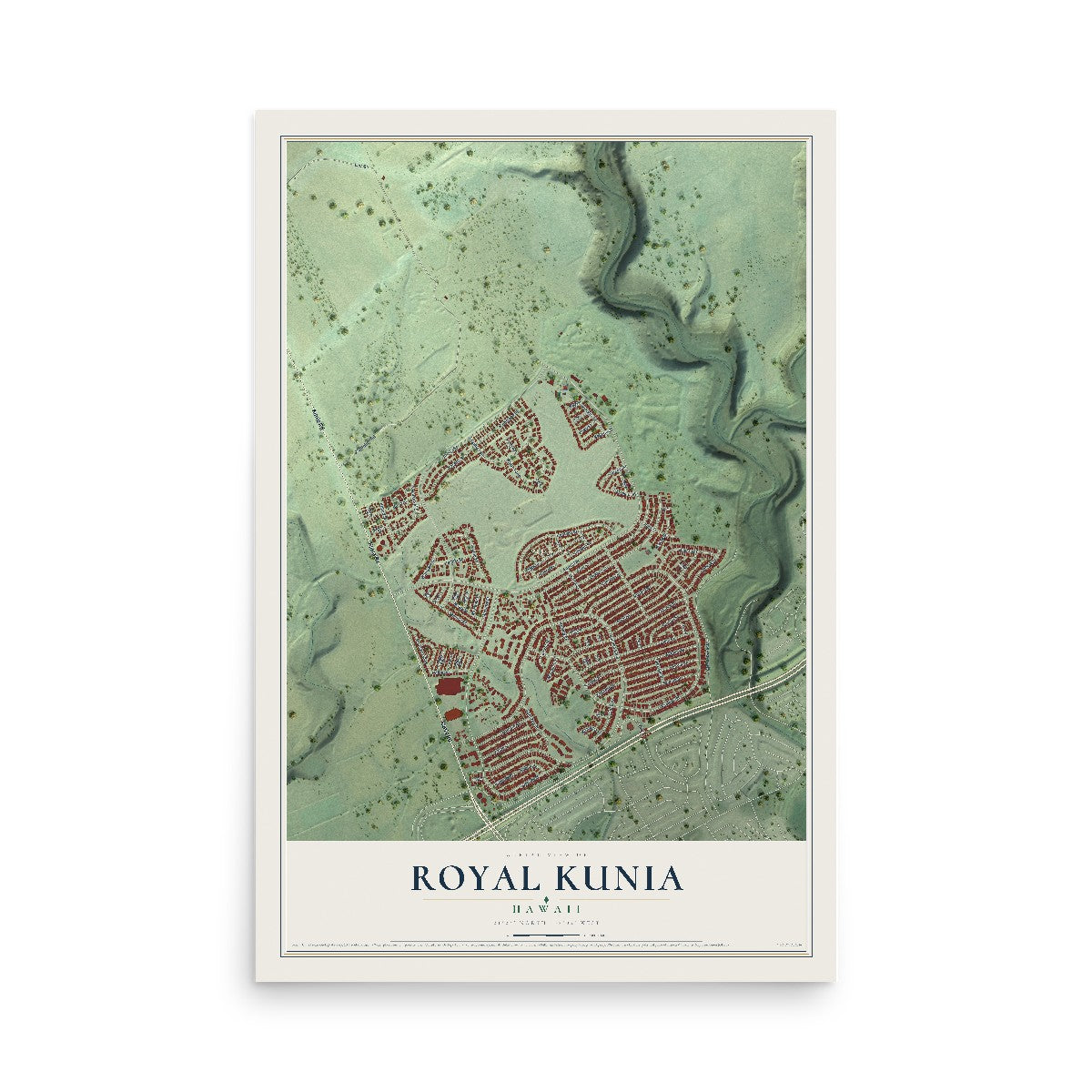 Map of Royal Kunia, Hawaii, 12 x 18 inch unframed archival matte print