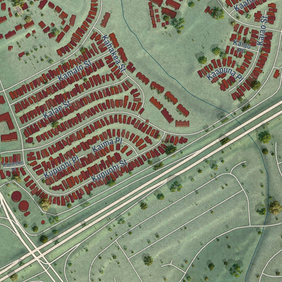 Second close-up of the map of Royal Kunia, Hawaii print showing more streets and buildings