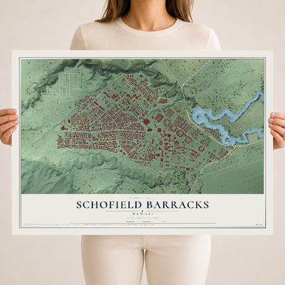 Map of Schofield Barracks, Hawaii, 18 x 24 inch unframed archival matte print