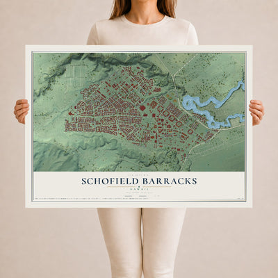 Map of Schofield Barracks, Hawaii, 24 x 36 inch unframed archival matte print