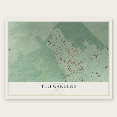 Tiki Gardens, Hawaii map print, the full design