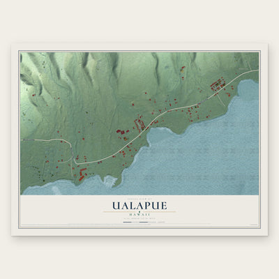 Ualapue, Hawaii map print, the full design