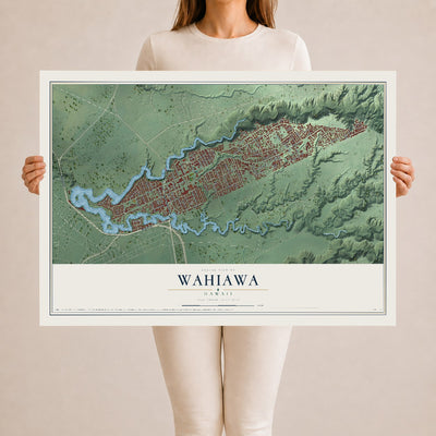 Map of Wahiawa, Hawaii, 24 x 36 inch unframed archival matte print