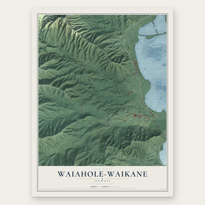 Waiahole-Waikane, Hawaii map print, the full design
