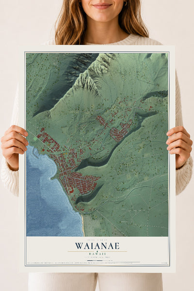 Map of Waianae, Hawaii, 18 x 24 inch unframed archival matte print