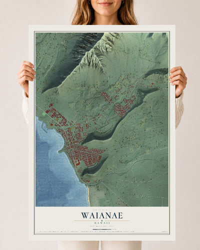 Map of Waianae, Hawaii, 24 x 36 inch unframed archival matte print