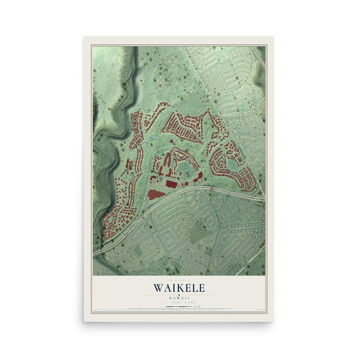 Map of Waikele, Hawaii, 12 x 18 inch unframed archival matte print