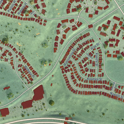 Close-up of the map of Waikele, Hawaii print showing street and building detail