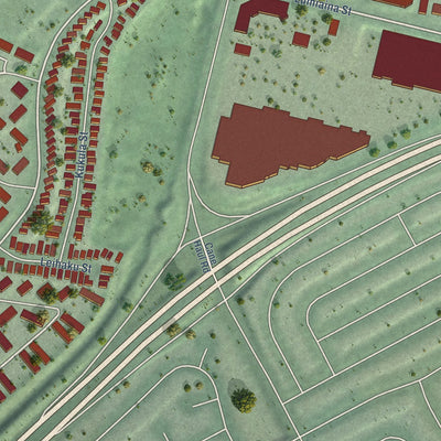 Second close-up of the map of Waikele, Hawaii print showing more streets and buildings