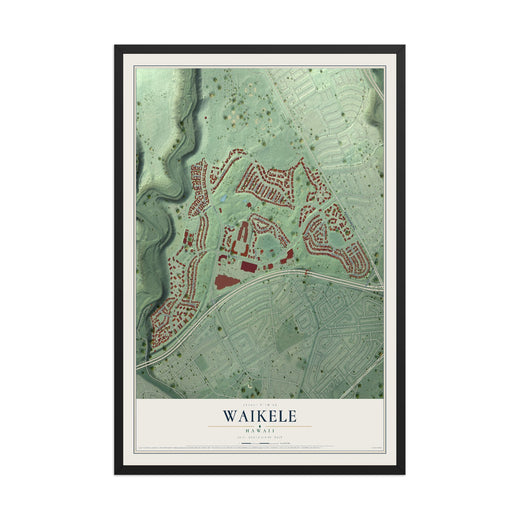 Map of Waikele, Hawaii, 12 x 18 inch print in a black wood frame