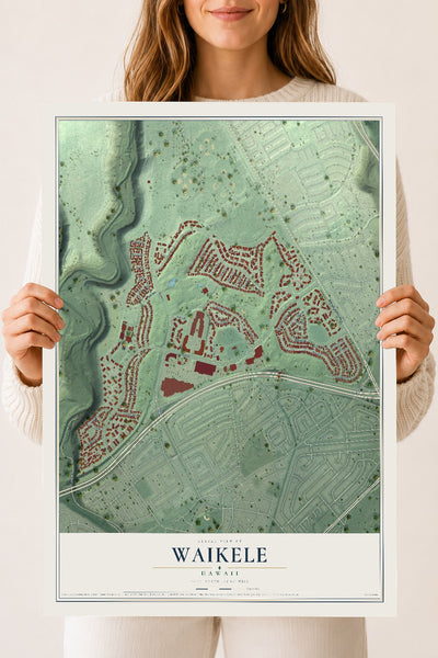 Map of Waikele, Hawaii, 18 x 24 inch unframed archival matte print