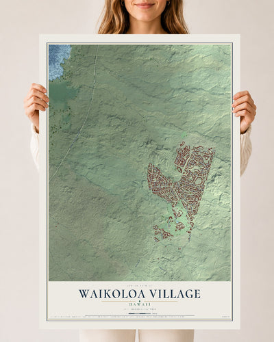 Map of Waikoloa Village, Hawaii, 24 x 36 inch unframed archival matte print