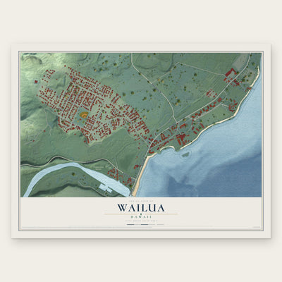 Wailua, Hawaii map print, the full design
