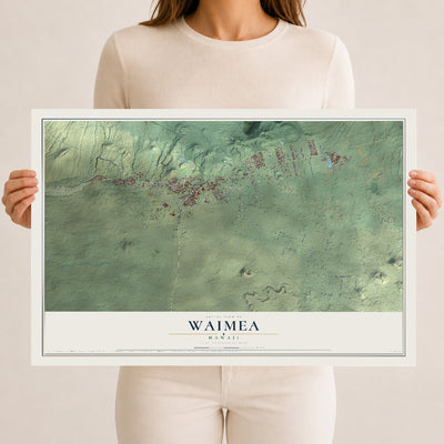 Map of Waimea, Hawaii, 12 x 18 inch unframed archival matte print