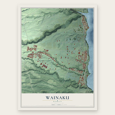 Wainaku, Hawaii map print, the full design