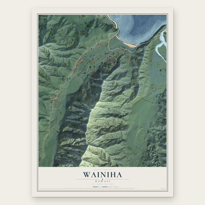 Wainiha, Hawaii map print, the full design