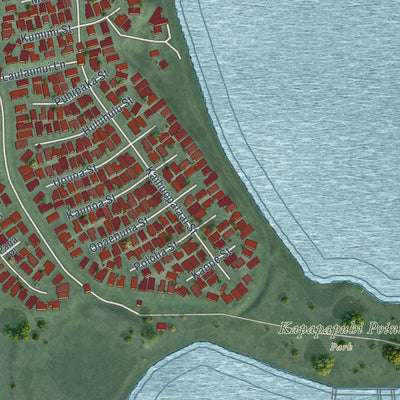 Second close-up of the map of West Loch Estate, Hawaii print showing more streets and buildings