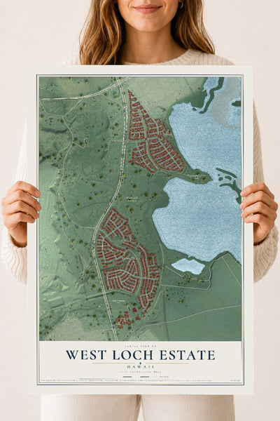 Map of West Loch Estate, Hawaii, 18 x 24 inch unframed archival matte print