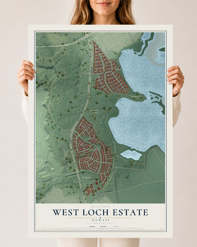 Map of West Loch Estate, Hawaii, 24 x 36 inch unframed archival matte print