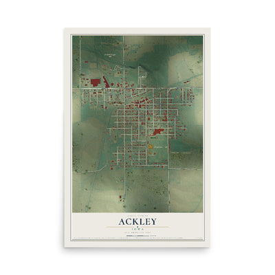 Map of Ackley, Iowa, 12 x 18 inch unframed archival matte print
