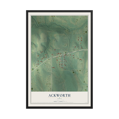 Map of Ackworth, Iowa, 12 x 18 inch print in a black wood frame