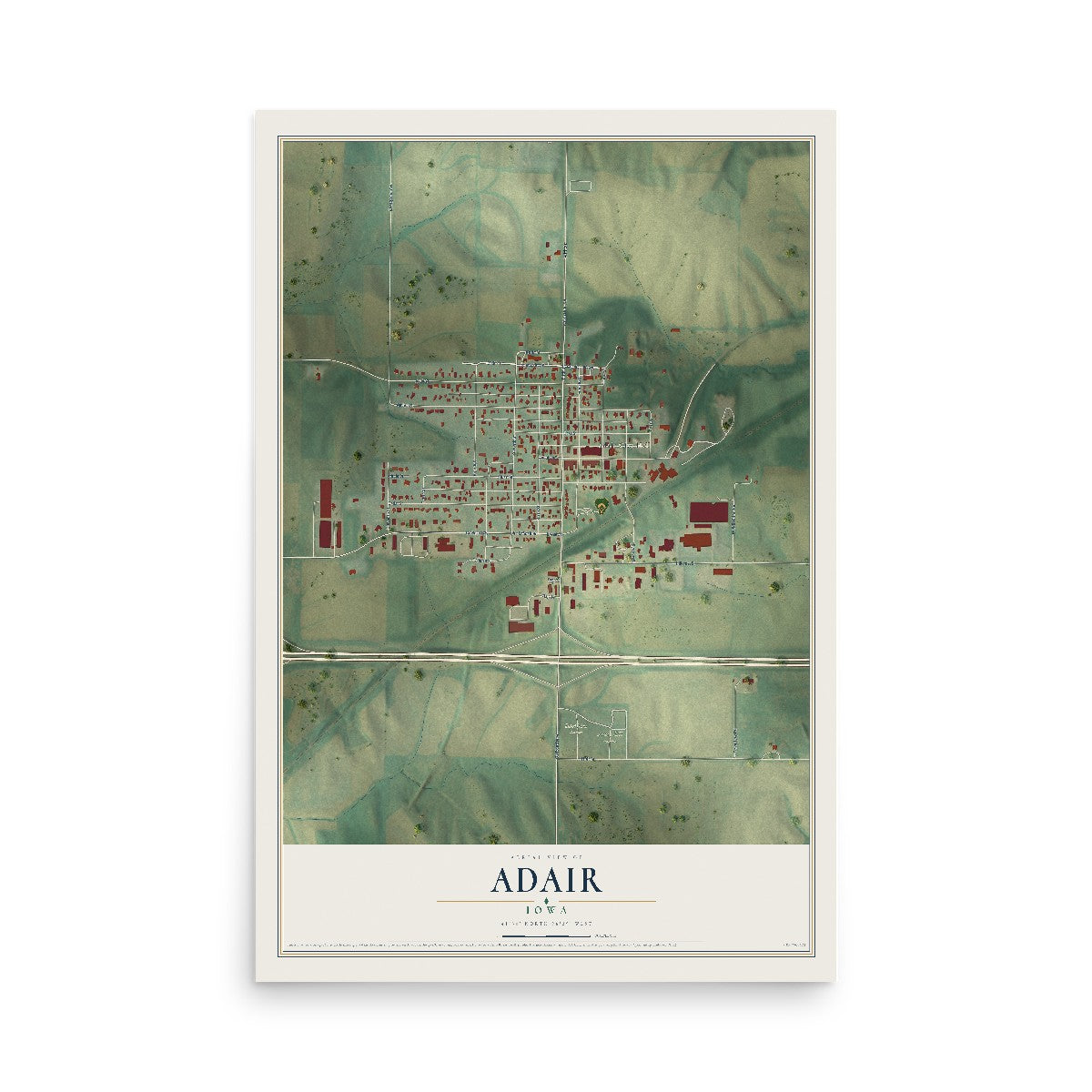 Map of Adair, Iowa, 12 x 18 inch unframed archival matte print