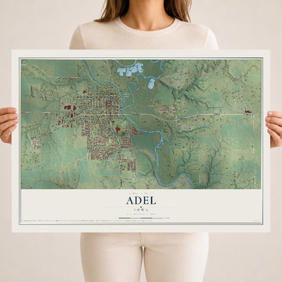 Map of Adel, Iowa, 18 x 24 inch unframed archival matte print