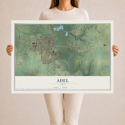 Map of Adel, Iowa, 24 x 36 inch unframed archival matte print