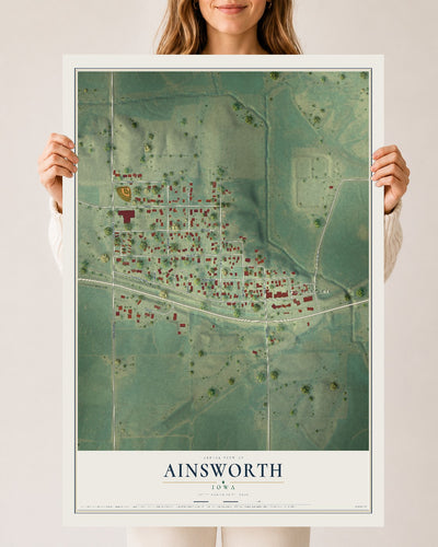 Map of Ainsworth, Iowa, 24 x 36 inch unframed archival matte print