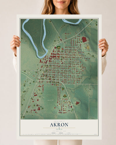 Map of Akron, Iowa, 24 x 36 inch unframed archival matte print