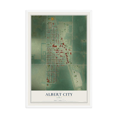 Map of Albert City, Iowa, 12 x 18 inch print in a white wood frame