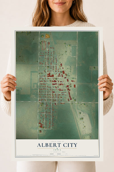 Map of Albert City, Iowa, 18 x 24 inch unframed archival matte print