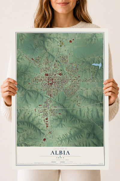 Map of Albia, Iowa, 18 x 24 inch unframed archival matte print