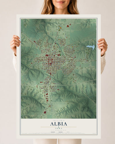 Map of Albia, Iowa, 24 x 36 inch unframed archival matte print