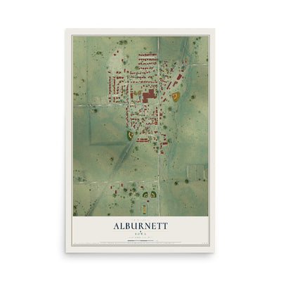 Map of Alburnett, Iowa, 12 x 18 inch unframed archival matte print