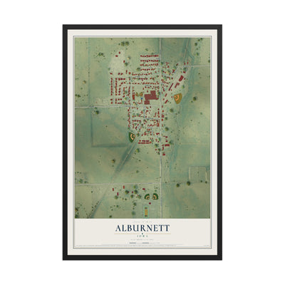 Map of Alburnett, Iowa, 12 x 18 inch print in a black wood frame