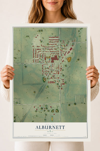 Map of Alburnett, Iowa, 18 x 24 inch unframed archival matte print
