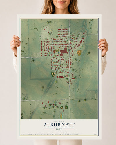 Map of Alburnett, Iowa, 24 x 36 inch unframed archival matte print