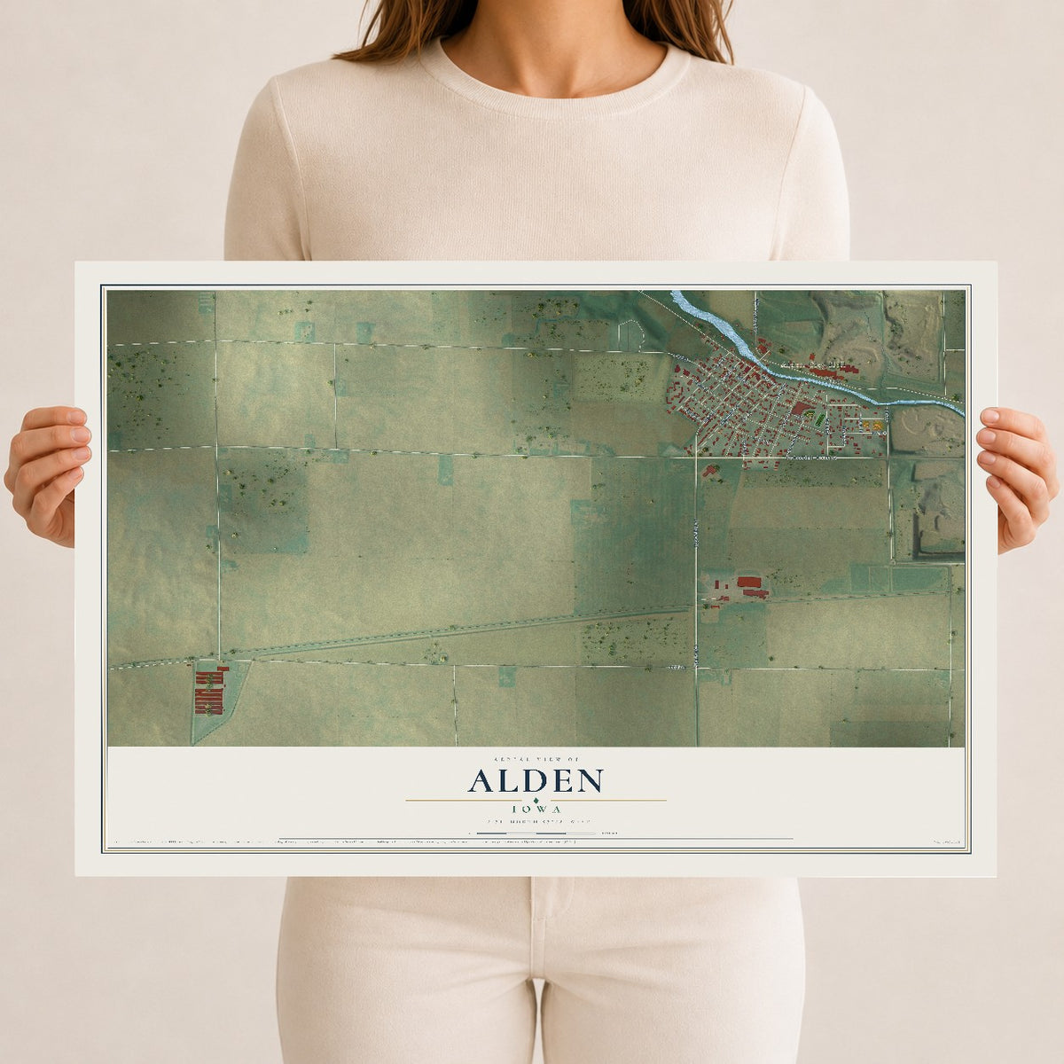 Map of Alden, Iowa, 12 x 18 inch unframed archival matte print
