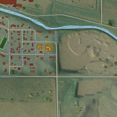 Second close-up of the map of Alden, Iowa print showing more streets and buildings