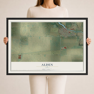 Map of Alden, Iowa, 24 x 36 inch print in a black wood frame