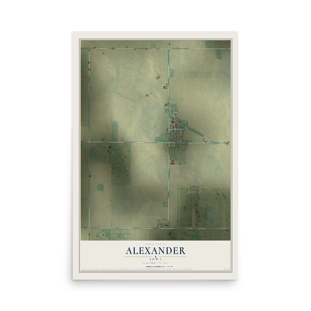 Map of Alexander, Iowa, 12 x 18 inch unframed archival matte print