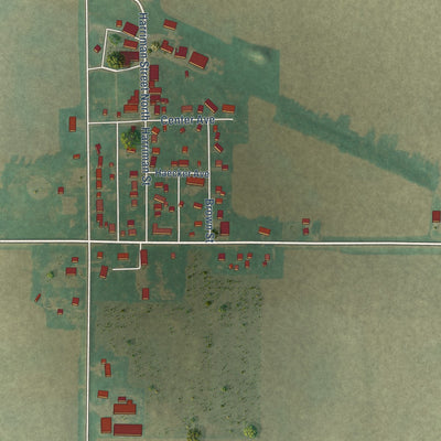 Close-up of the map of Alexander, Iowa print showing street and building detail