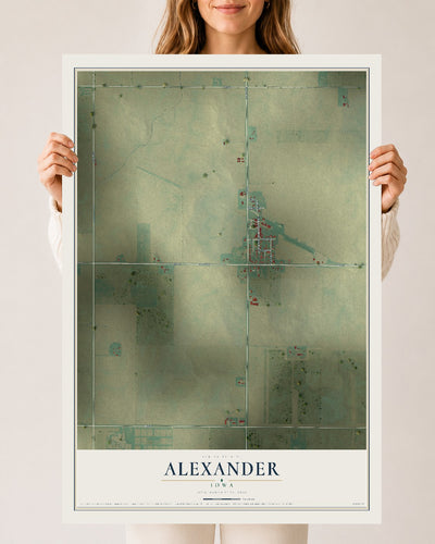 Map of Alexander, Iowa, 24 x 36 inch unframed archival matte print