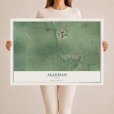 Map of Alleman, Iowa, 24 x 36 inch unframed archival matte print