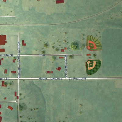 Second close-up of the map of Allerton, Iowa print showing more streets and buildings