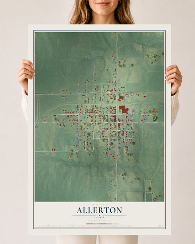 Map of Allerton, Iowa, 24 x 36 inch unframed archival matte print