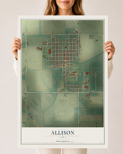 Map of Allison, Iowa, 24 x 36 inch unframed archival matte print