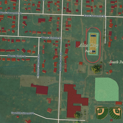 Second close-up of the map of Alta, Iowa print showing more streets and buildings