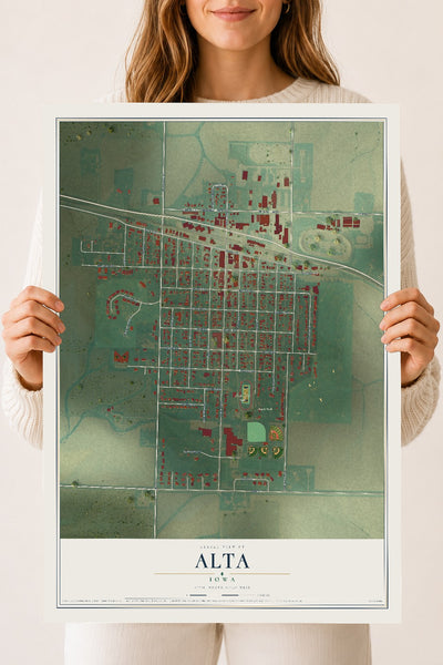 Map of Alta, Iowa, 18 x 24 inch unframed archival matte print